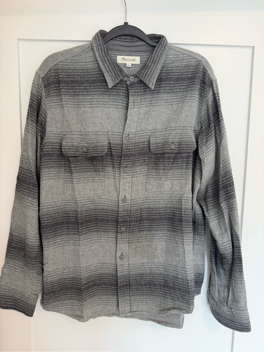 Madewell Men's Gray Ombre Plaid Button-Down Shirt